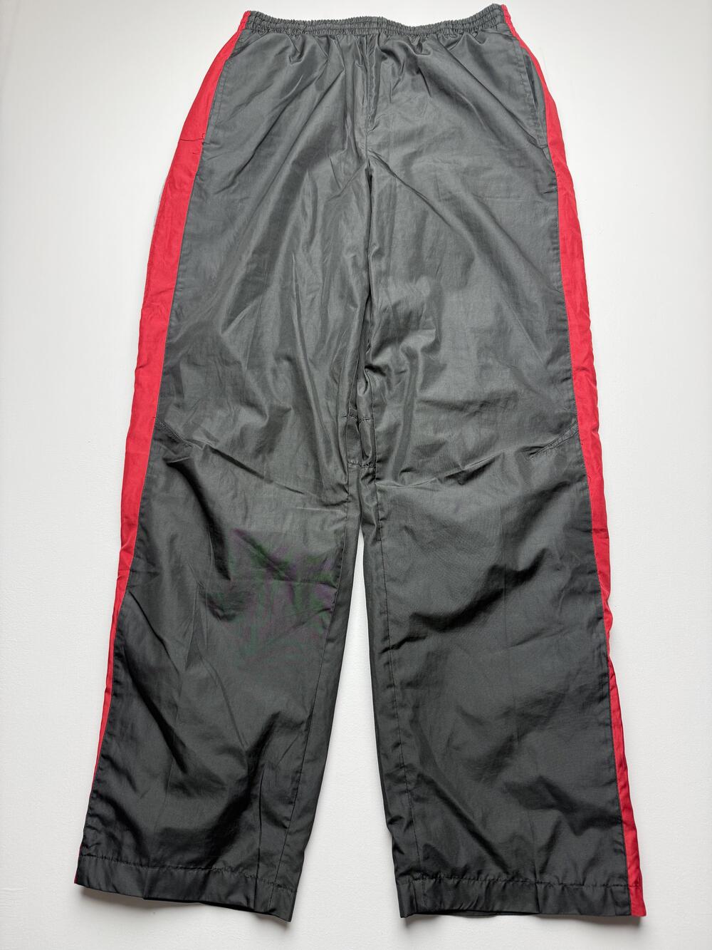 Athletic Works Track Pants Mens Medium Black Red Side Stripe Lined Athletic